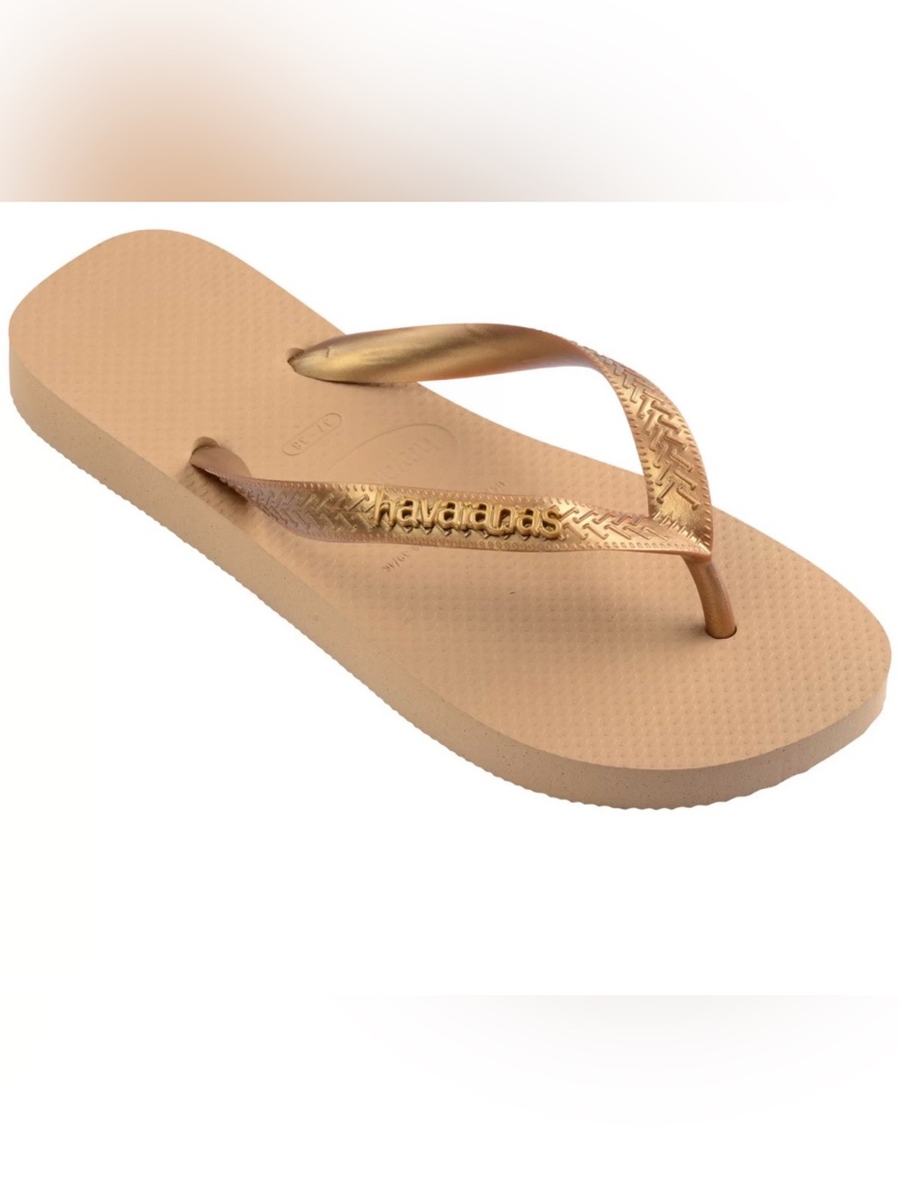 Havaianas Slim Metallic Rose Gold Flip Flop Sz 9/10 NWT